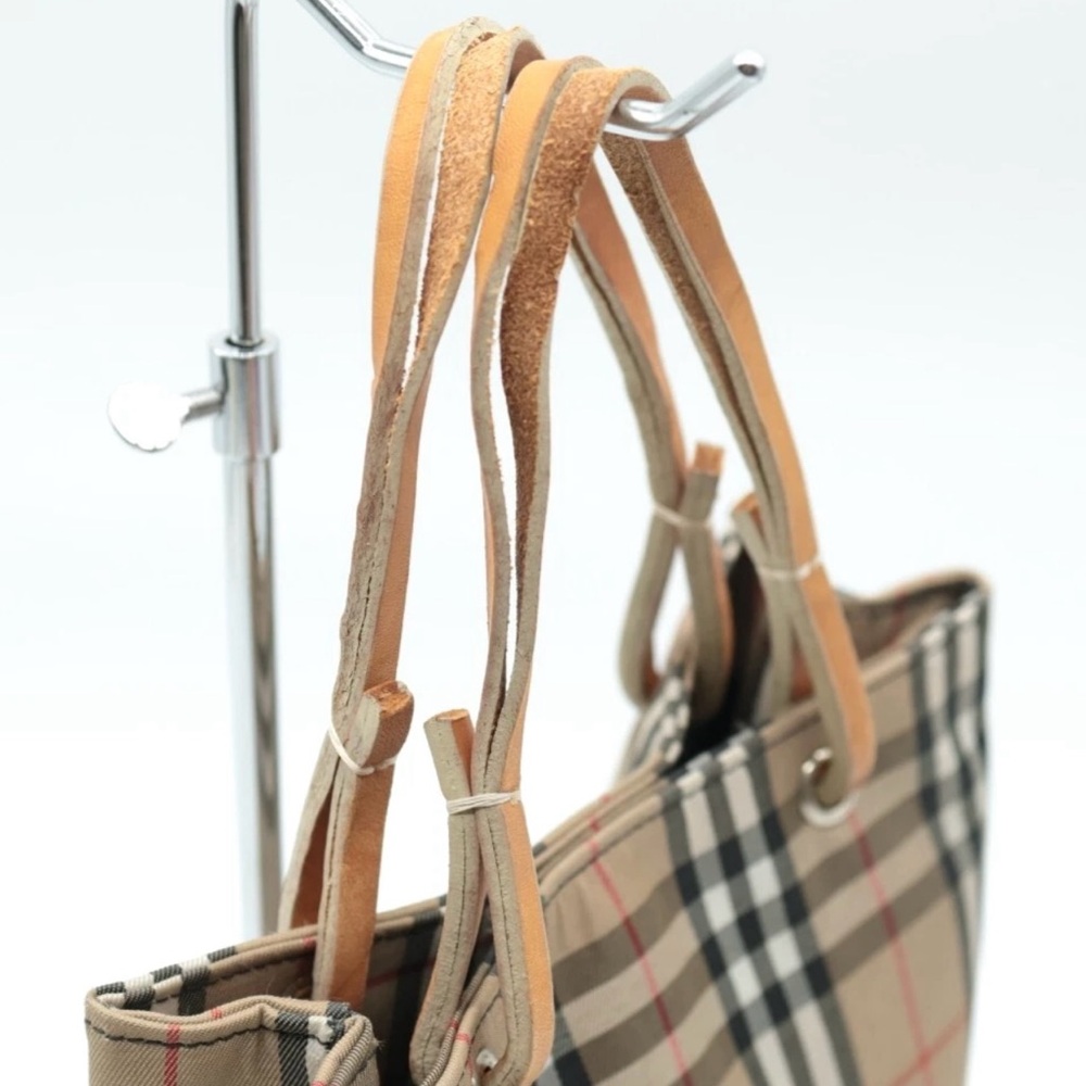Burberry Beige Checkered Tote Bag - Picture 10 of 10